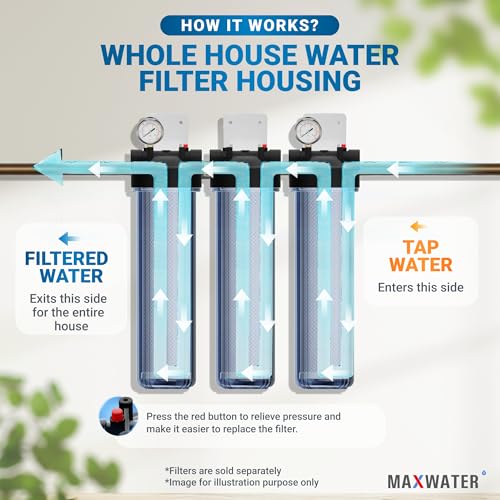 Whole House 20" x4.5" Purple Clear WH Water Filter Housing 1 inch Inlet