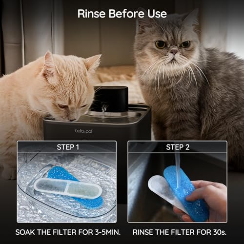 4 Pack Cat Fountain Replacement Filters for BELLA & PAL Cat Water Dispenser