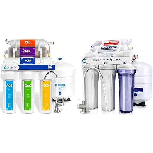 Express Water Reverse Osmosis Water Filter System, 99.99% Lead, Chlorine & iSpring RCC7AK, NSF Certified 75 GPD, Alkaline 6-Stage Reverse Osmosis System