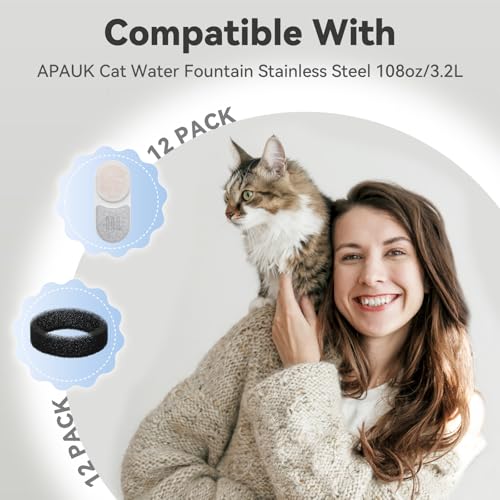 24 Pack Cat Water Filters for APAUK Pet Fountain 108oz (24 Count)