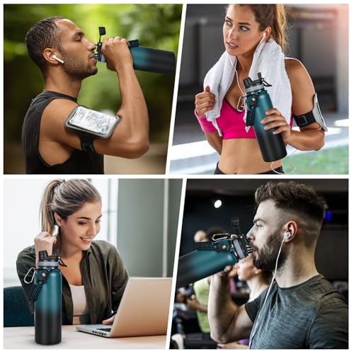 40 oz Insulated Water Bottle with Straw& Spout 2