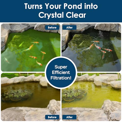 All-in-One Koi Pond Filters for Outdoor Ponds 500-750 Gal, Pond Fountain Pump with 3 Spray Patterns, Fountain Kit with 850GPH Water Pump for Garden, Water Feature, Bird Baths
