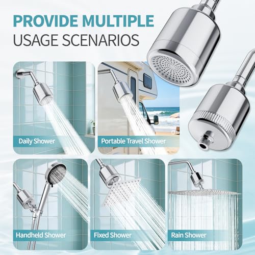 2 in 1 Shower Filter and Filtered Shower Head for Hard Water