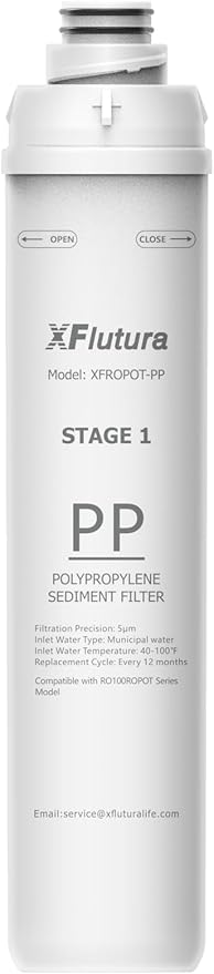 RO100ROPOT Series PP Fliter Replacement Cartridge Compatible with Bluevua RO100ROPOT, RO100ROPOTUV Series Water Filter, 1-Year Replacement Cartridge, 1st Stage (1 Pack)