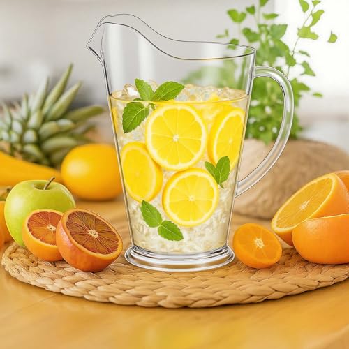 Tessco 3 Pcs Plastic Pitchers 60 Oz Clear Water Beer Jug Large (3 Count)