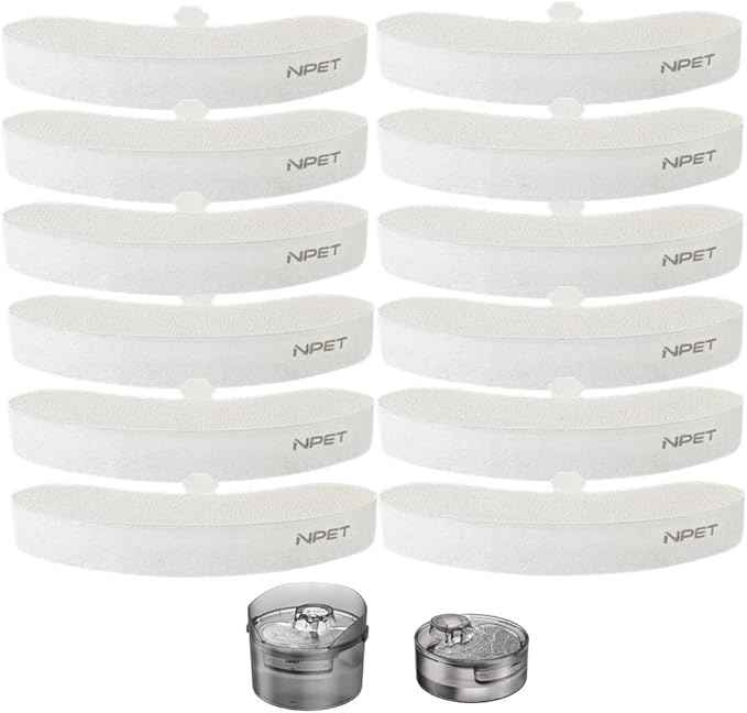 NPET 12 Pack Dog Fountain Replacement Filters with Pump Sponge, DF10/DF30 Pet Water Fountain