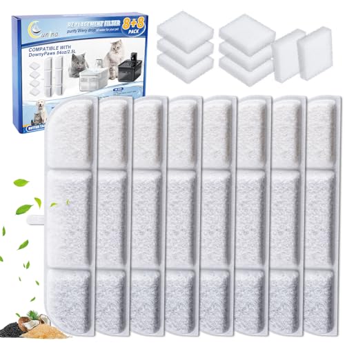 8+8 Packs Cat Water Fountain Filter Replacement Compatible with DownyPaws DPWFP6 (16 Count)