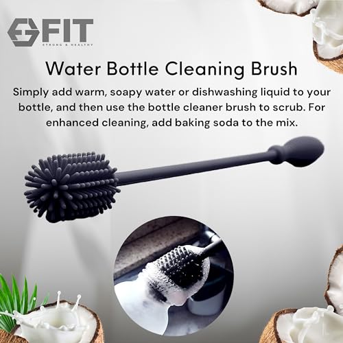 32 oz Glass Water Bottle with Straw Lid & Brush Set
