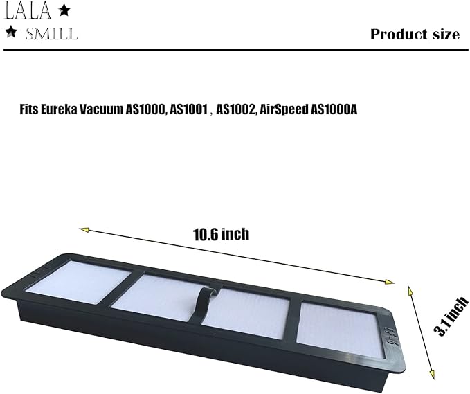 Replacement HEPA Vacuum Filter EF-6 (EF6) for Eureka Airspeed Upright Vacuum Cleaners AS1000, AS1001, AS1004, AS1000A, AS1001A, 3 pcs