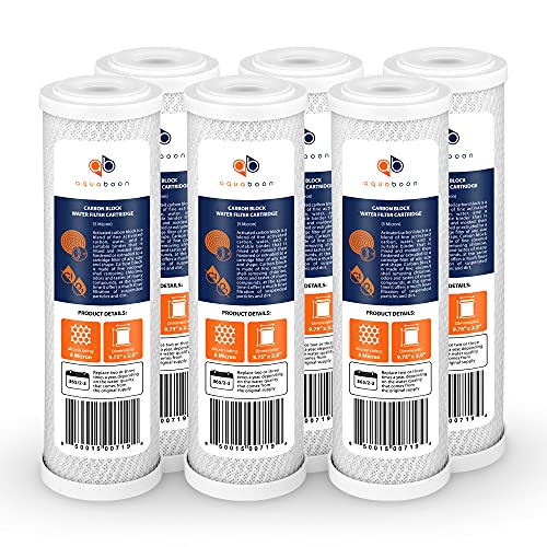5 Micron 10 x 2.5 Carbon Block Water Filter Cartridge CTO Whole House Water Filter Replacement Compatible with WHKF (6 Count)