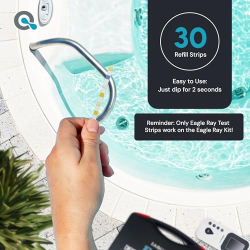AquaDoc Eagle Ray Digital Water Test Kit for Pool & Spa with 30 Test Strips (30 Count)