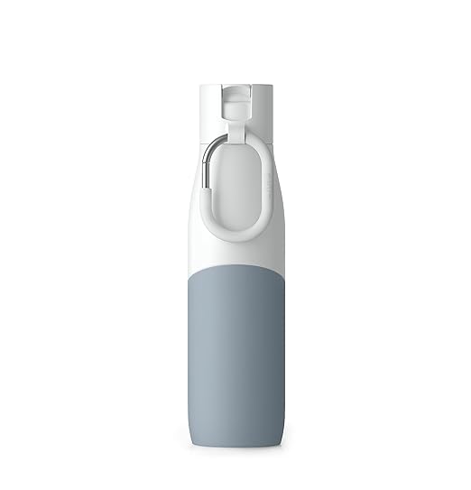 LARQ Bottle Movement Filtered - Lightweight Non-Insulated Stainless Steel Water Bottle BPA Free with Nano Zero technology and long-lasting filters, White/Pebble, 24oz