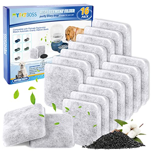 Dog Water Filter Replacement Compatible with Petmate Mason Pet (16 Count)