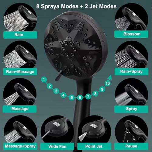 Matte Black Filtered Handheld Shower Head