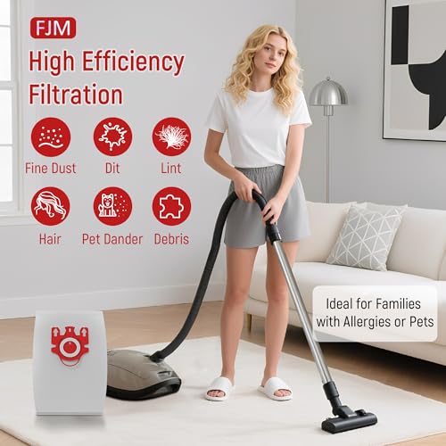 15 Pack 3D Airclean Dust Bags Replacement for Miele FJM Vacuum Compact C2 (15 Count)