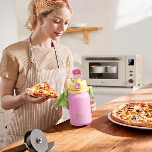 32 oz Leak proof Insulated Water Bottle with Straw & Handle Pink