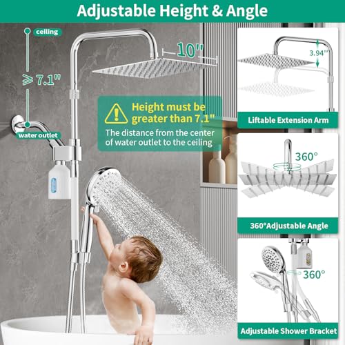 10" Filtered Rain Shower Head with Handheld Spray Combo