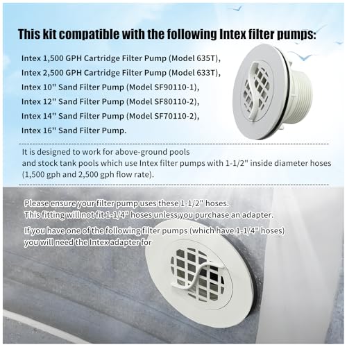 2 Pcs Threaded Inlet Strainer Compatible with Intex 1‑1