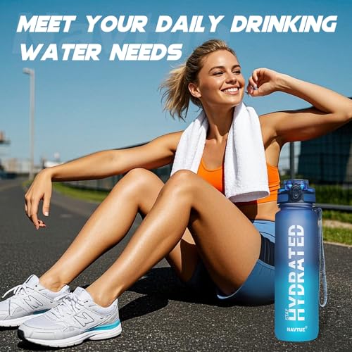 Water Bottle 32 oz Motivational Time Marker Tritan Bottle
