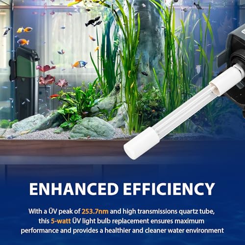 2 Pack 5W UV Bulb for Pond Filter Replacement UV Bulb Green Water Killer for COODIA 5W and Sunsun CUV (2 Count)