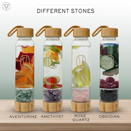 Gem Infused Aventurine Glass Water Bottle
