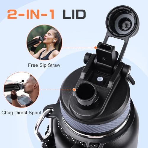 40 oz Insulated Water Bottle with Straw& Spout 2