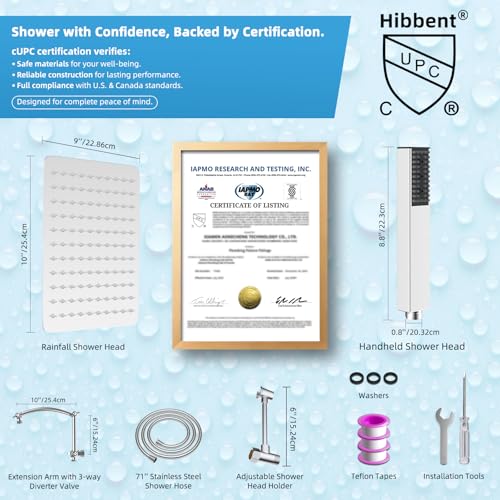 All Metal CUPC Certified 10'' Rain Shower Head