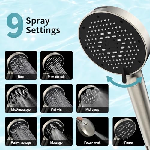 High Pressure Filtered Handheld Shower Head 9 Spray（4 filters）