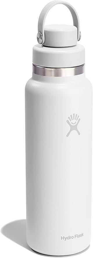 Hydro Flask Water Bottle - Insulated Stainless Steel - Wide Mouth Flex Chug Lid, Non Spill, Leakproof in 40 Oz Tonal White