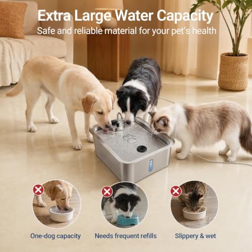 Pet Fountain Stainless Steel with Water Level Window 4.5Gal