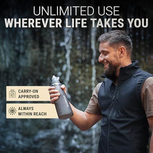 Squeeze Collapsible Water Filter Bottle for Camping