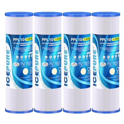 20 Micron 10" x 2.5" Pleated Sediment Cartridge Replacement Universal Whole House Pre (4 Count)