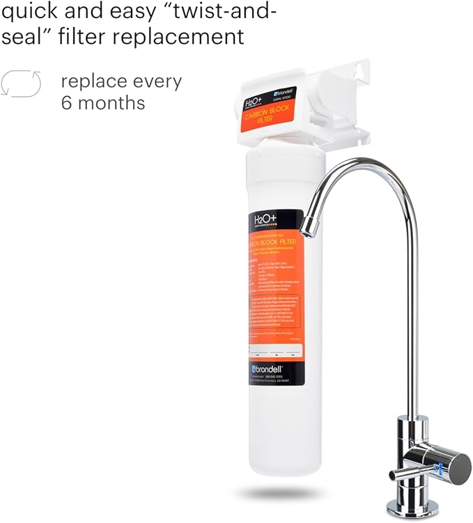 Brondell UF-15 Single-Stage Carbon Block Water Filter Replacement for Coral Under Sink Filtration System, Lasts 6 Months
