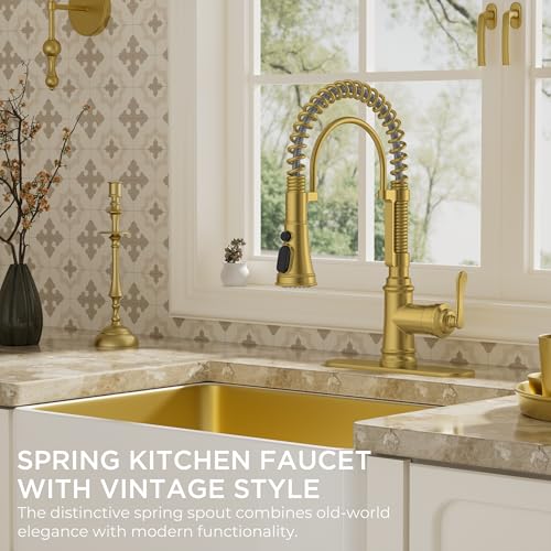 Gold Kitchen Faucet with Pull Down Sprayer