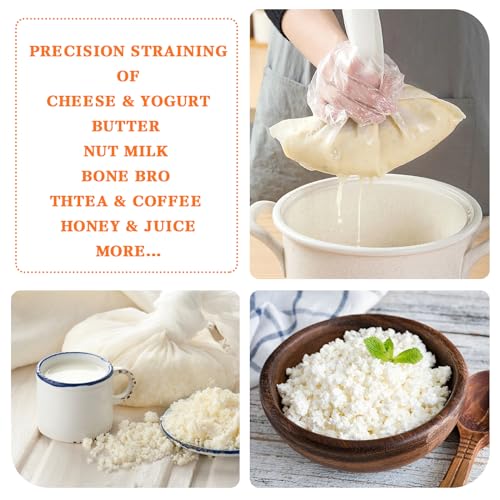 4 Pack Cotton Nut Milk Bag 8 × 6 Inches Fine Mesh Cheese Cloth Multiple Usage Reusable Food Strainer Professional Cold Brew Filter for Straining Juice Coffee Yogurt Tea (4 Count)