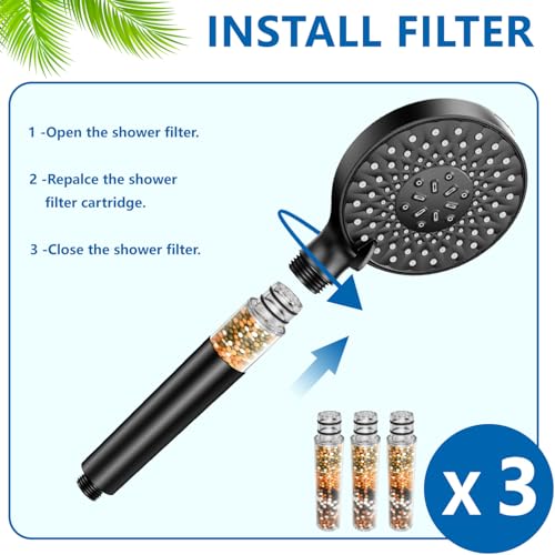 Replacement Handheld Shower Filter Compatible with SR SUN RISE Shower Handheld (3 Count)