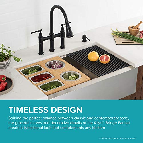 Allyn Transitional Bridge Kitchen Faucet with Pull