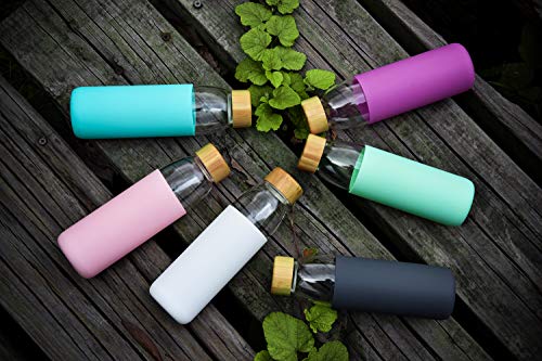 18 Oz Borosilicate Glass Water Bottles with Bamboo Lid
