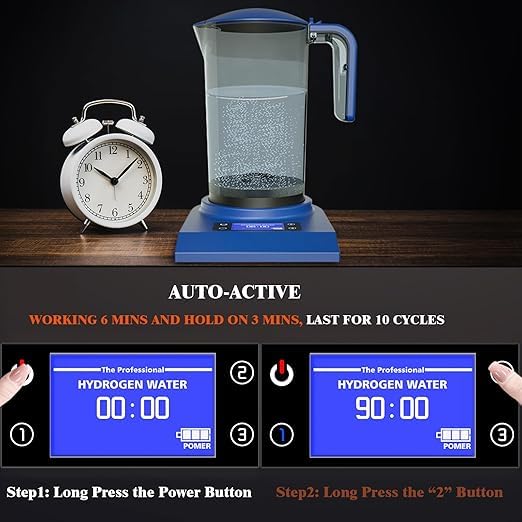 Hydrogen Alkaline Water Pitcher Bottle Machine Hydrogen Water Generator Maker Ionizer Hydrogen Water System Jug Dispenser with LED Display and Smart Touch Operation 2500ML
