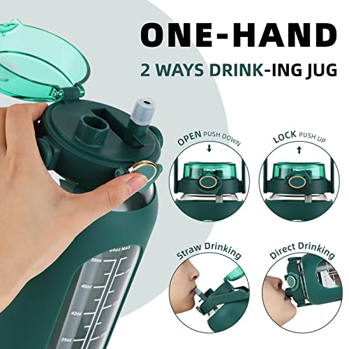 64 oz Glass Water Bottle with 2