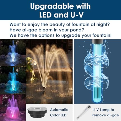 All-in-One Koi Pond Filters for Outdoor Ponds 200-350 Gal, Pond Fountain Pump with 3 Spray Patterns, Fountain Kit with 400GPH Water Pump for Garden, Water Feature, Bird Baths