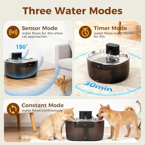 Pumpless Cat Water Fountain Stainless Steel