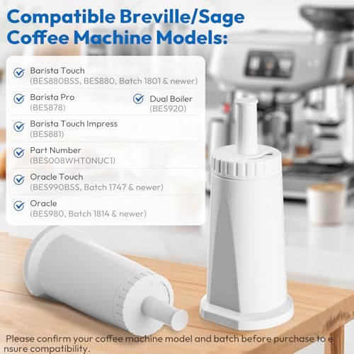 6 Pack Replacement Water Filter for Breville Espresso Machine Barista Pro BES878 (6 Count)
