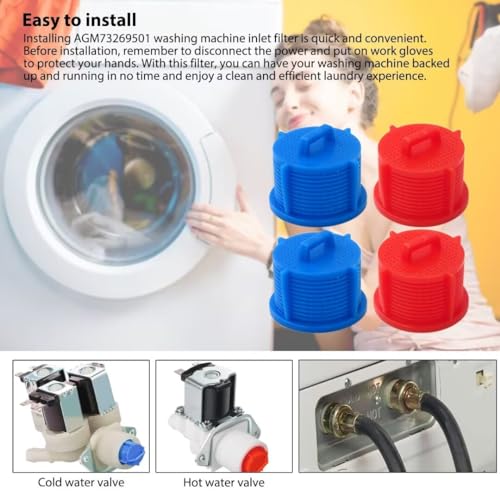 4 Pack AG*M73269501 Washer Water Inlet Valve Filter Screen Compatible for LG Washing Machine WM8000HWA