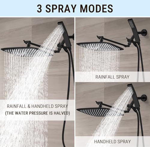 All Metal 14" Rain Shower Head with Handheld for Bathroom Upgrade