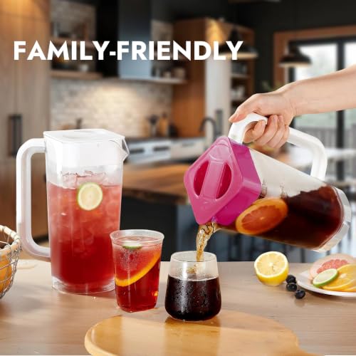4 Pack 2L 68 oz Plastic Pitcher with Lid & Handle