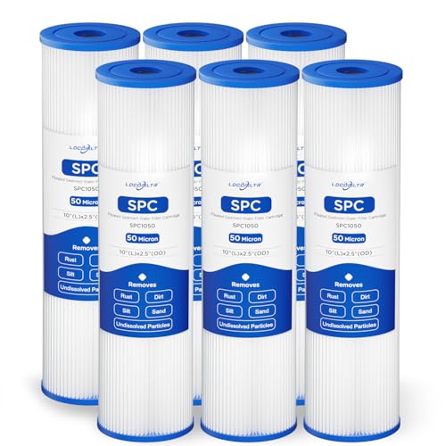 50 Micron 10" x 2.5" Pleated Sediment Well Water Filter Cartridge (6 Count)