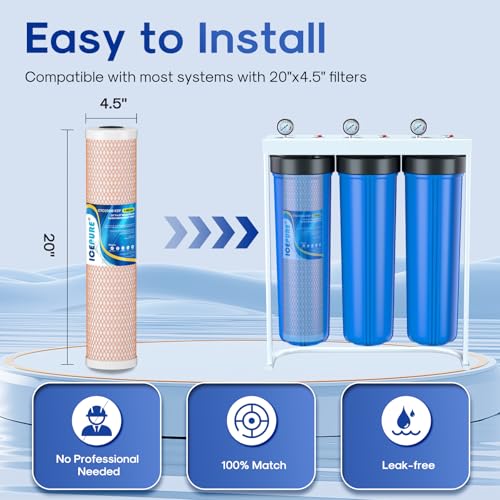 4.5" x 20" Activated Carbon and KDF Large Capacity Water Filter