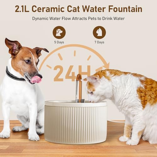 Ceramic Cat Water Fountain (71 Fl Oz)