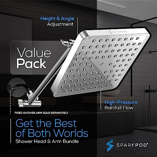 8" Square Rain Shower Head with 11" Shower Arm